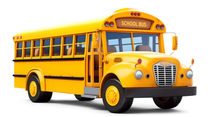 Foto op Plexiglas anti-reflex Yellow School Bus 3D Cartoon-Style © Voysla