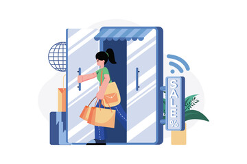 Online Shopping Store Illustration Concept