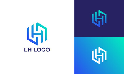 LH or HL logo design. letter LH hexagonal shape , simple and modern style