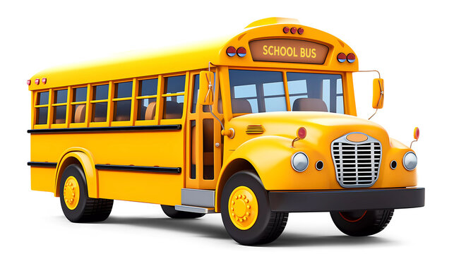 Yellow School Bus 3D Cartoon-Style