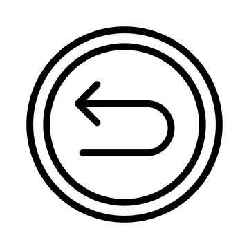 Turn Back Icon, Sign, Symbol, Vector, Black