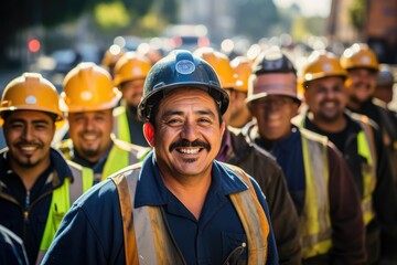 Group of mexican construction workers working on a project in california USA