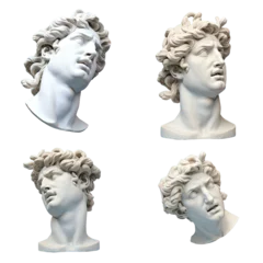 Fotobehang Firenze 5 different views of a classic white marble head sculpture in digital 3D rendering.