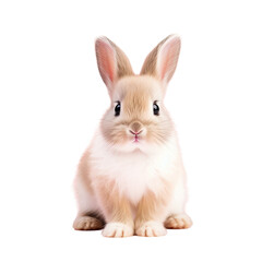 Obraz premium Adorable baby rabbit in a cute pose, seen from the front, on a pink background.