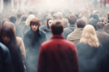 Fototapeta premium Blurred crowd of people, street style