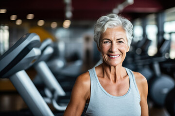 Fototapeta premium mature senior at gym photo with empty space for text 