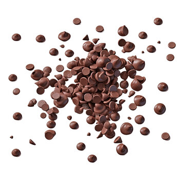 Chocolate chips scattered, 3D rendering.