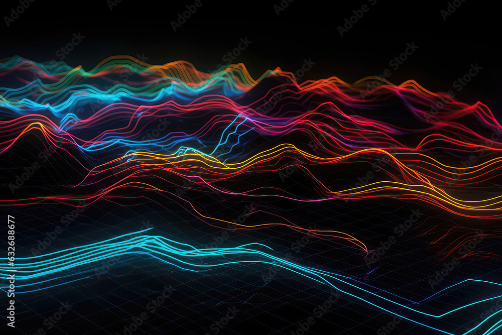 Aufkleber dynamic neon patterns resembling flowing data streams. generative ai