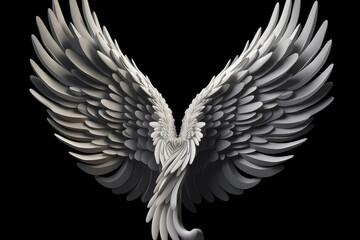 Obraz premium 3D Angel Wing On Black Background. Generative AI