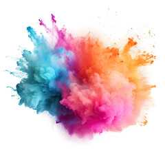 Freezing motion of colorful powder burst.