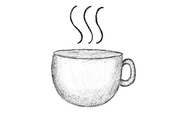 A hand drawn cup of coffee. Good for any project.