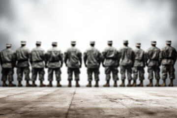 soldiers standing in line  photo with empty space for text 