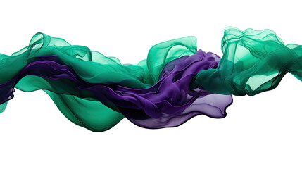 combining emerald green and deep plum in an abstract futuristic texture isolated on a transparent background, generative ai