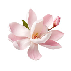 Isolated white background magnolia flower with clipping path. - obrazy, fototapety, plakaty