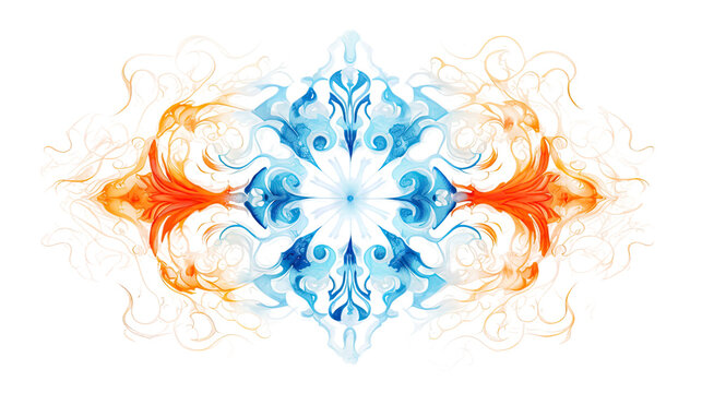 combining frost blue and flame orange in an abstract futuristic texture isolated on a transparent background, generative ai