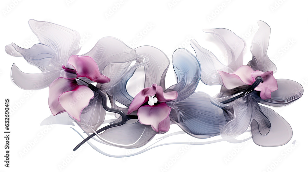 Wall mural combining orchid and iron grey in an abstract futuristic texture isolated on a transparent backgroun