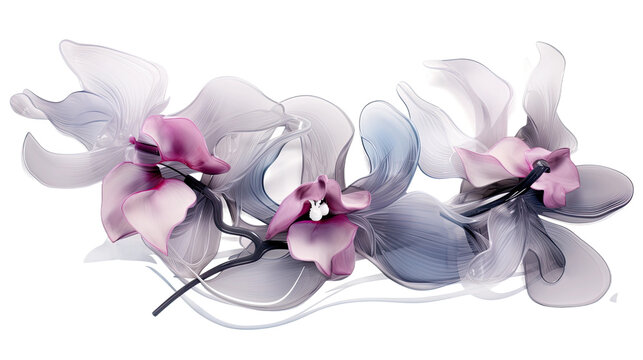 combining orchid and iron grey in an abstract futuristic texture isolated on a transparent background, generative ai