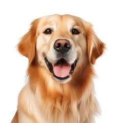 Smiling golden retriever dog in closeup.