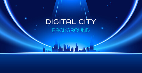 Digital city with speed motion background