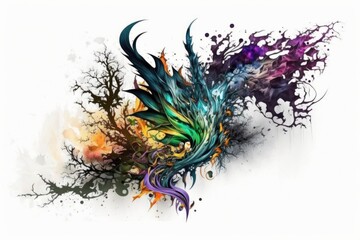 Abstract colorful grunge background with splashes and drops of watercolor paint