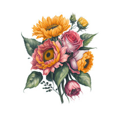 watercolor sunflower, generative ai