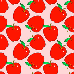 Cute Apples seamless pattern. Funny image to decorate.