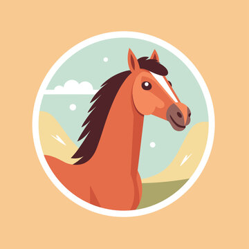Naklejka Vector logo cute horse, horse icon, horse head, horse sticker