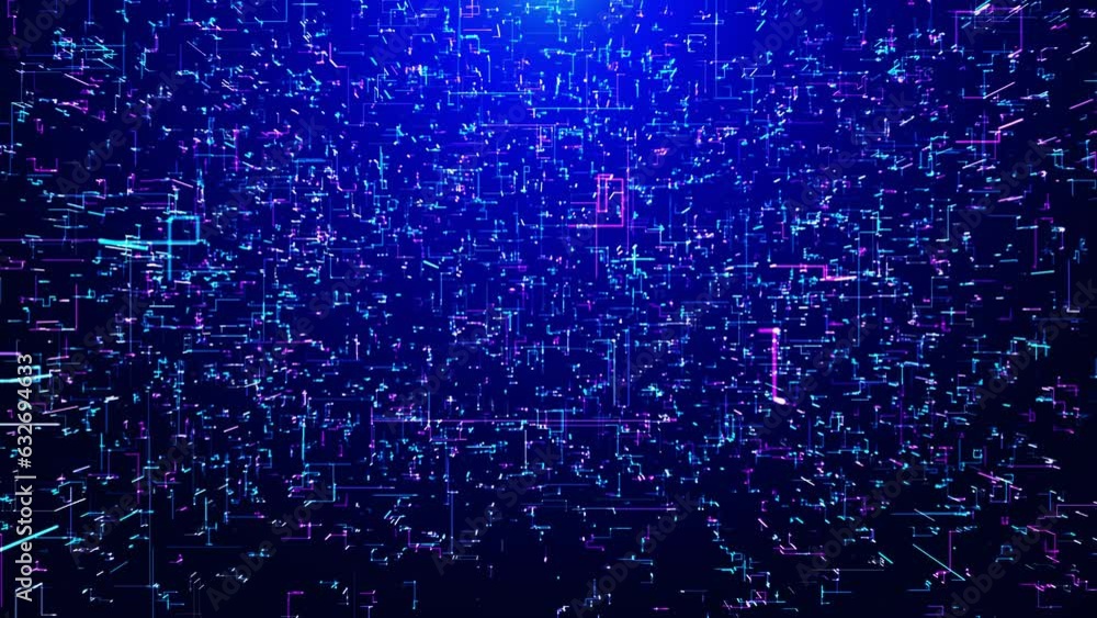 Poster 4k 3d sci-fi background plexus digital cyber space. blue hi tech field hologram glow particles lines