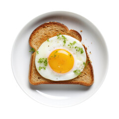 Delicious Slice of Toast with a Fried Egg  Isolated on a Transparent Background 