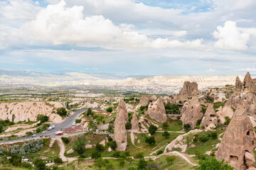 Obraz premium Uchisar valley as seen from citadel. Cappadocia, Turkey (Turkiye)