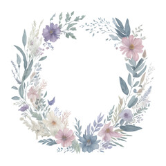  watercolor wildflowers wreath, generative ai