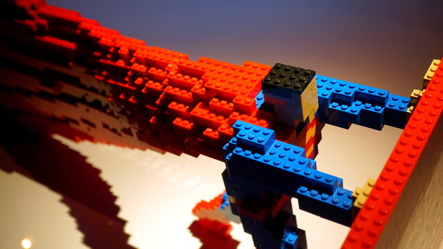 Superman made with Lego bricks by Nathan Sawaya from The Art of the Brick DC Super Heroes