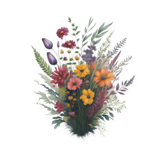  watercolor wildflowers, generative ai