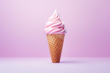 A delightful ice cream cone stands out against a dreamy pastel backdrop, evoking sweet summer memories and pure indulgence.
