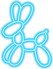 Dog Balloon Neon Sign. PNG Illustration of Entertainment Festival Glowing Symbol.