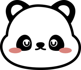 sleeping panda bear face expression flat style doodle cartoon element