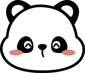 smile panda bear face expression flat style doodle cartoon element