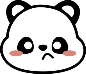 angry panda bear face expression flat style doodle cartoon element