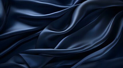 Obraz premium Navy Blue Silk Fabric Texture with Beautiful Waves. Elegant Background for a Luxury Product
