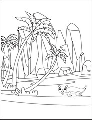 Sea otter coloring page for Kids premium vector