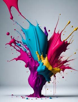 Photo colorful splash explosion of colored powder on white background generative ai