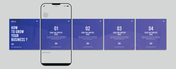 Set of Linkedin Carousel Post, editable social media Instagram carousel post, modern and creative business carousel post template, eps 10. © Graphaxil