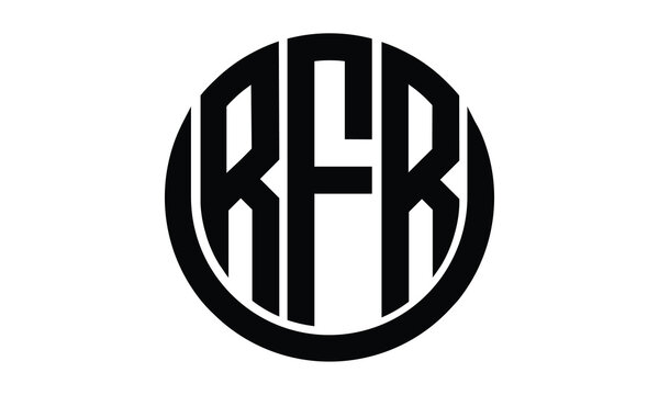 RFR shield in circle logo design vector template. lettermrk, wordmark, monogram symbol on white background.	