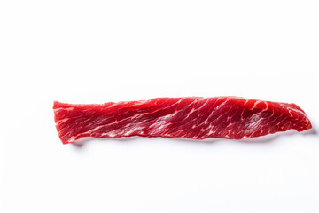 Minimalist Food: Single Strip of Dried Beef on White Background. Generative AI
