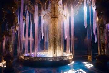 Obraz premium At the heart of Etherealia stood the Crystal Castle - AI Generative