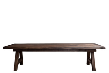 Front View of Empty Dark Brown Wooden Table Isolated on Transparent Background, Generative AI