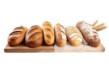 Assortment of Fresh Baked Bread on Transparent Background, Generative AI