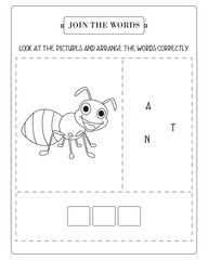 Arrange The Word Correctly Kids Worksheet, Word Teaching Material Kids Worksheet, Teaching Material for Children
