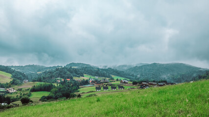 Mountain valley landscape panorama. High quality photo