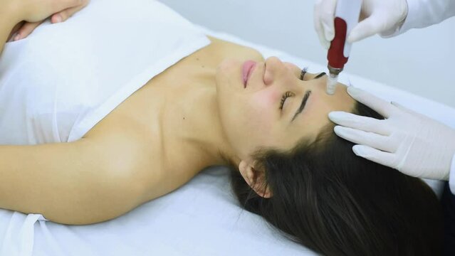 beauty and cosmetology treatment in an aesthetic center with the dermapen technique for the health and aesthetics of the body and skin